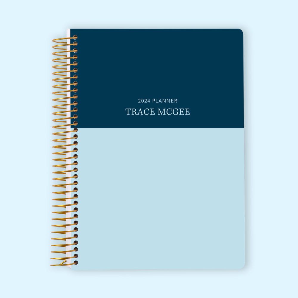 6x9 Monthly Planner - Blue Navy Color Block