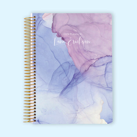 6x9 Monthly Planner - Blue Purple Flowing Ink