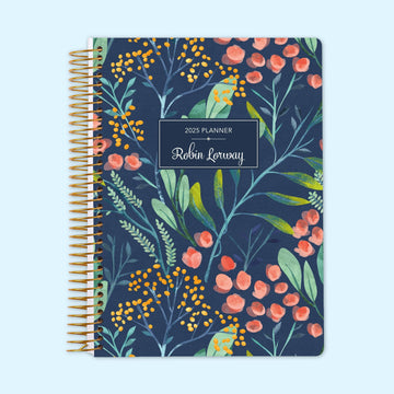 6x9 Monthly Planner - Navy Watercolor Floral