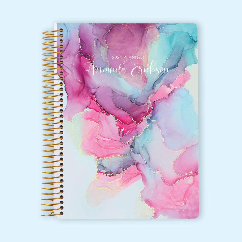 6x9 Monthly Planner - Pink Blue Abstract Ink