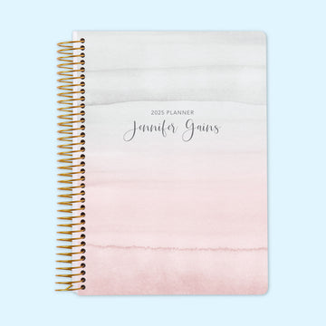 6x9 Monthly Planner - Pink Grey Watercolor Gradient