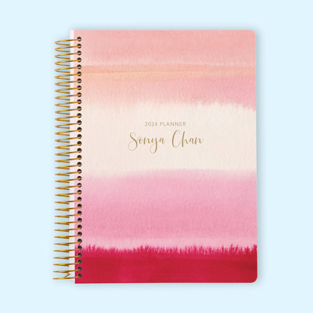 6x9 Monthly Planner - Pink Watercolor Gradient