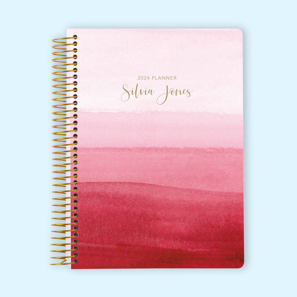 6x9 Monthly Planner - Pink Watercolor Ombré