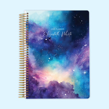 6x9 Monthly Planner - Space Galaxy Blue Purple
