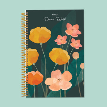 6x9 Notebook/Journal - Abstract Florals Green Multicolor