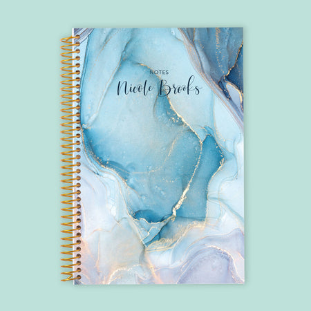 6x9 Notebook/Journal - Aqua Gold Abstract Ink