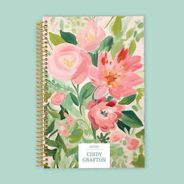 6x9 Notebook/Journal - Blossom Dreams Pink Green