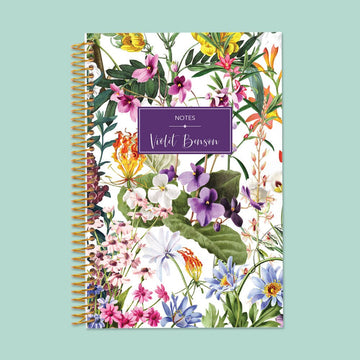 6x9 Notebook/Journal - Colorful Florals White