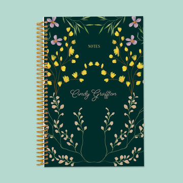 6x9 Notebook/Journal - Flower Frame Green