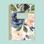 6x9 Notebook/Journal - Navy Blush Roses