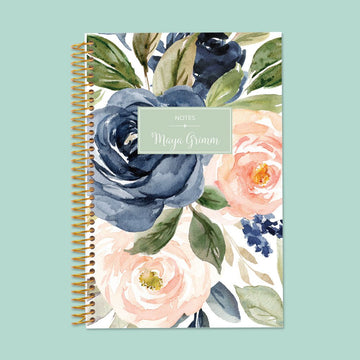 6x9 Notebook/Journal - Navy Blush Roses