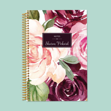 6x9 Notebook/Journal - Plum Blush Roses