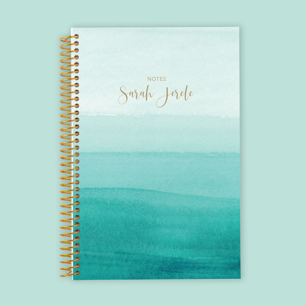 6x9 Notebook/Journal - Teal Watercolor Ombré