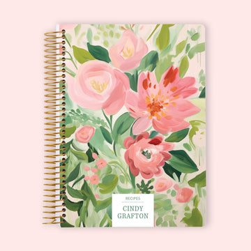 Personalized Recipe Book - Blossom Dreams Pink Green