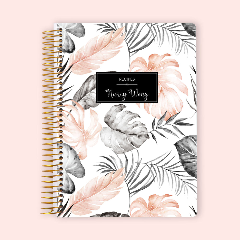 
                  
                    Personalized Recipe Book - Blush Grey Tropical
                  
                