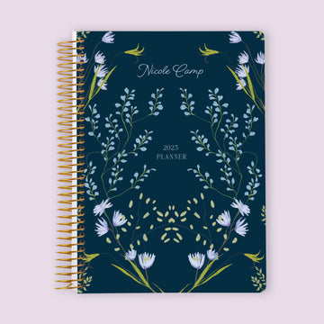 6x9 Self Care Planner - Flower Frame Blue