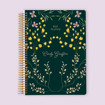 6x9 Self Care Planner - Flower Frame Green