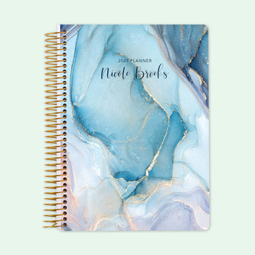 6x9 Student Planner - Aqua Gold Abstract Ink