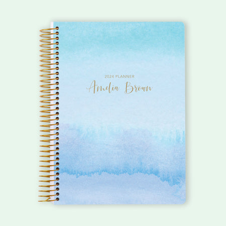 6x9 Student Planner - Blue Lavender Watercolor Gradient