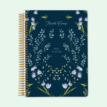 6x9 Student Planner - Flower Frame Blue