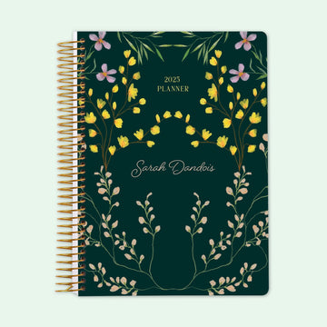 6x9 Student Planner - Flower Frame Green