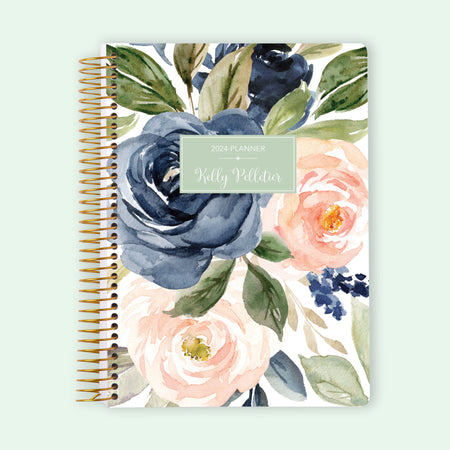 6x9 Student Planner - Navy Blush Roses