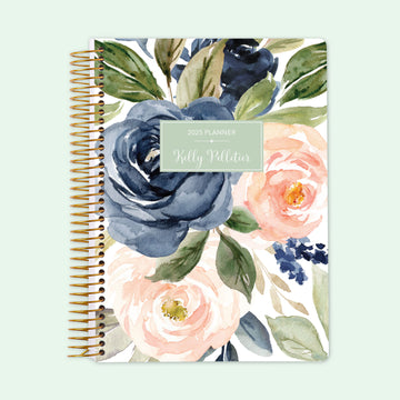 6x9 Student Planner - Navy Blush Roses