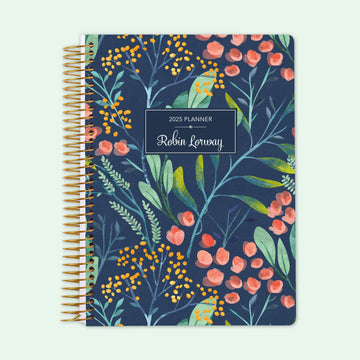 6x9 Student Planner - Navy Watercolor Floral