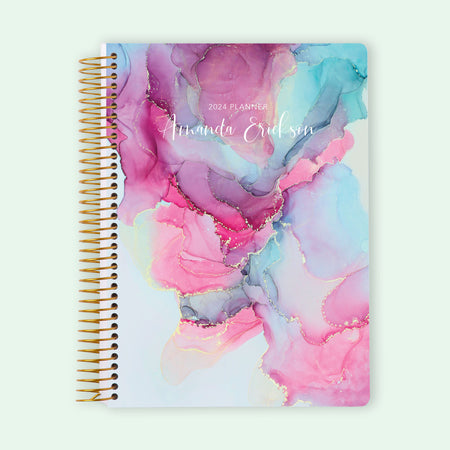 6x9 Student Planner - Pink Blue Abstract Ink