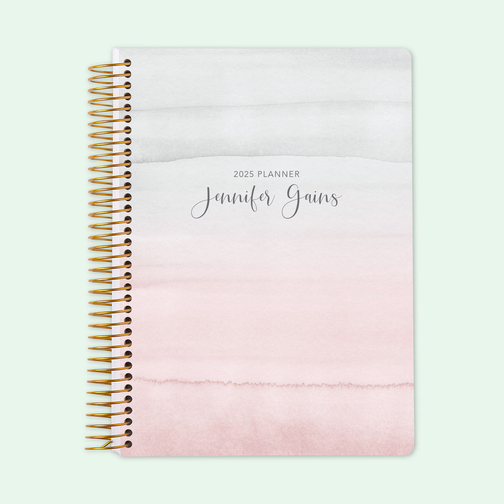 6x9 Student Planner - Pink Grey Watercolor Gradient