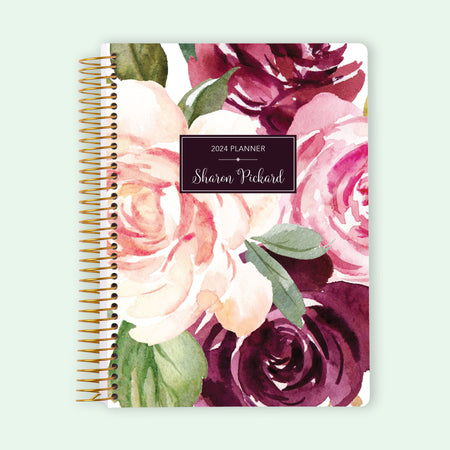 6x9 Student Planner - Plum Blush Roses