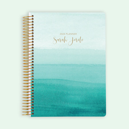 6x9 Student Planner - Green Watercolor Ombré