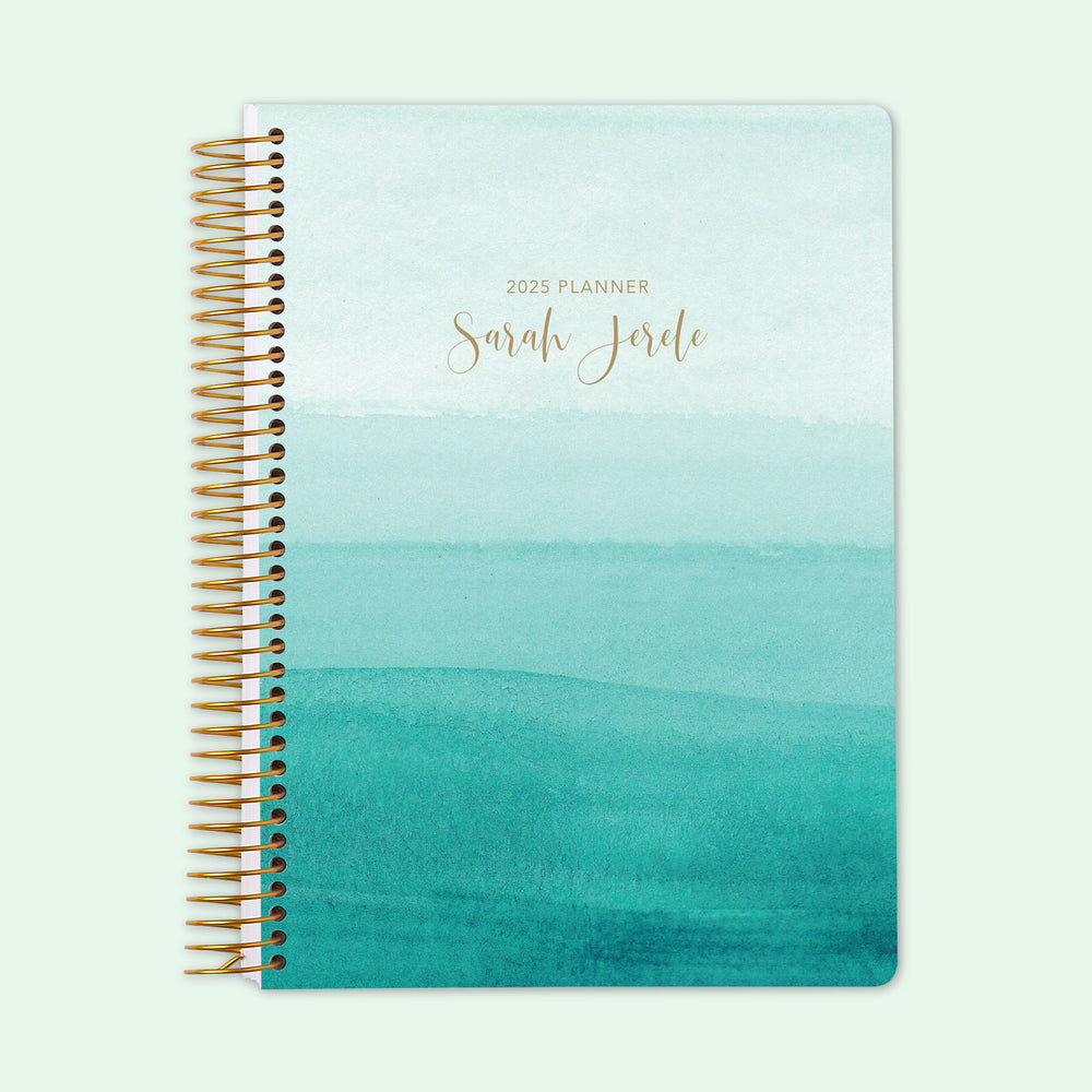 6x9 Student Planner - Green Watercolor Ombré