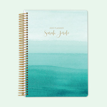 6x9 Student Planner - Green Watercolor Ombré