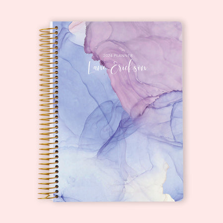 6x9 Weekly Planner - Blue Purple Flowing Ink