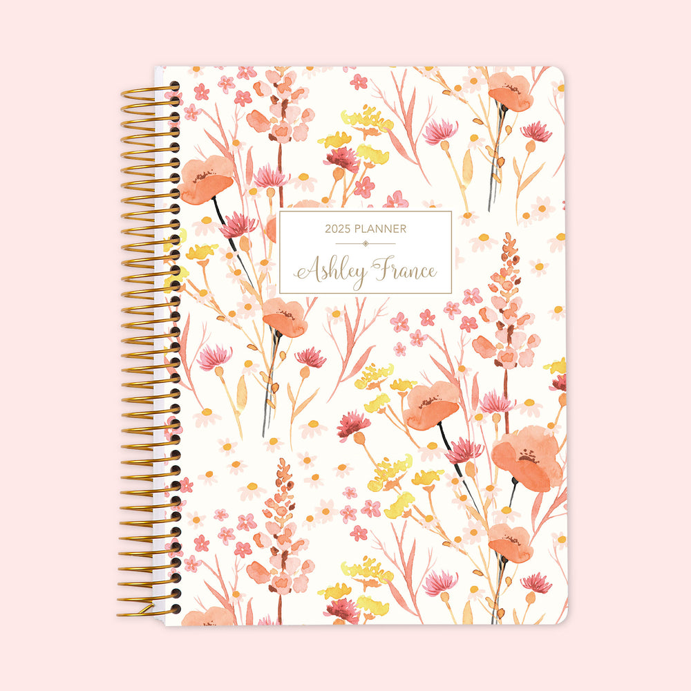 6x9 Weekly Planner - Field Flowers Pink