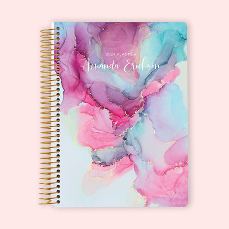 6x9 Weekly Planner - Pink Blue Abstract Ink