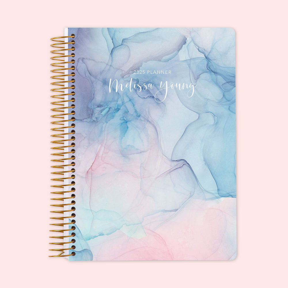 6x9 Weekly Planner - Pink Blue Flowing Ink