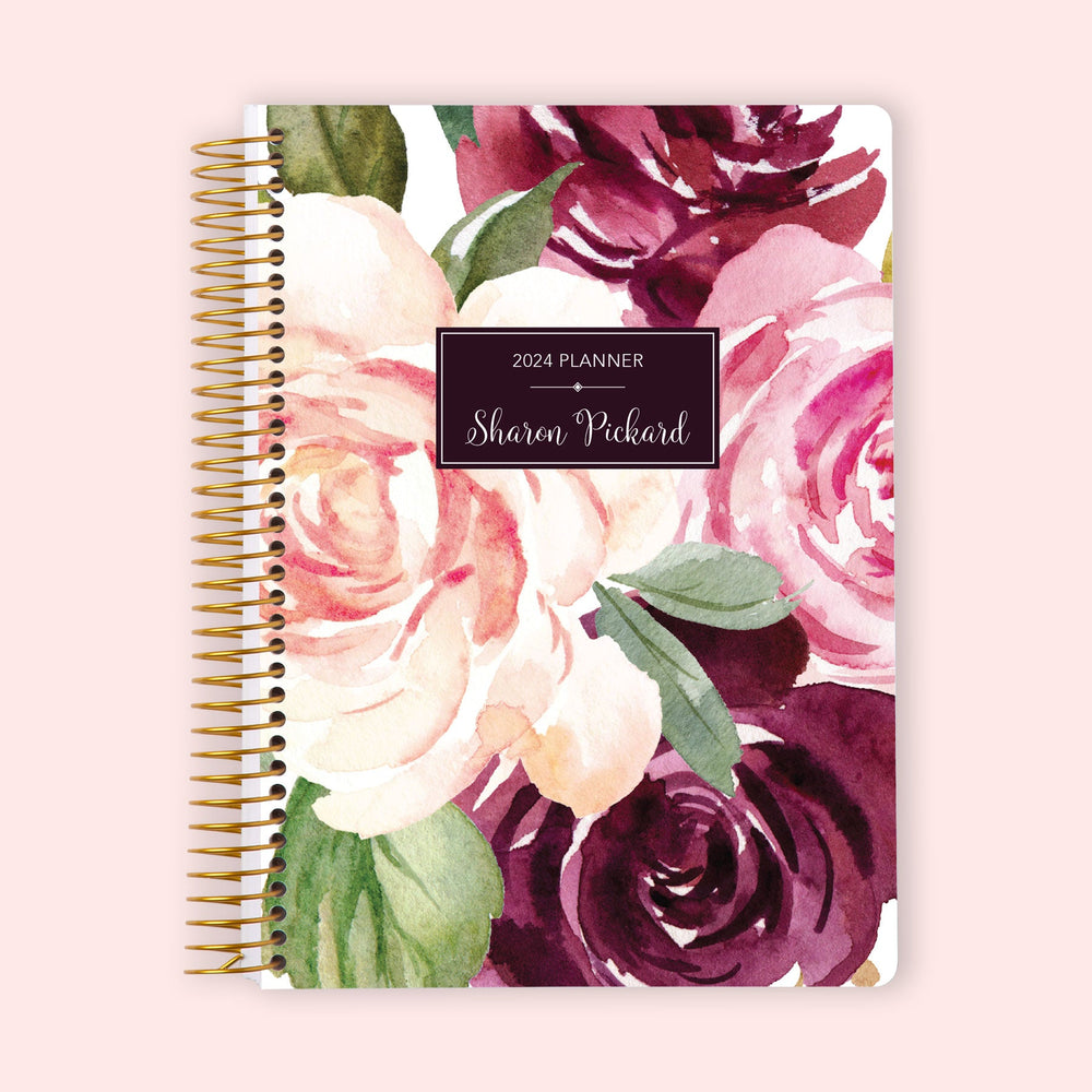 6x9 Weekly Planner - Plum Blush Roses