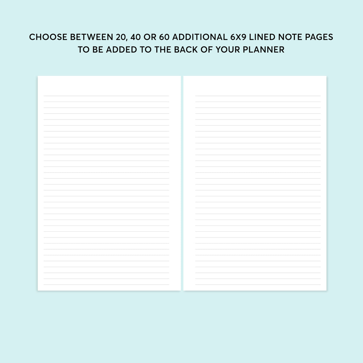 Additional Note Pages - for 6x9 planners