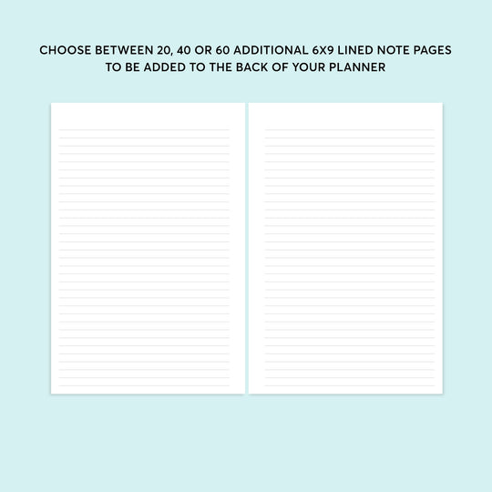 Additional Note Pages - for 6x9 planners