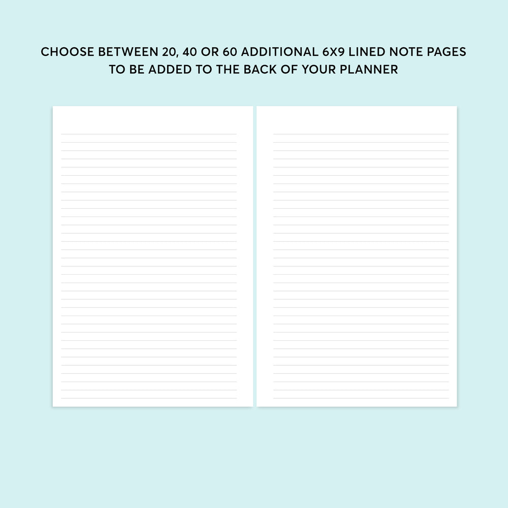 Additional Note Pages - for 6x9 planners