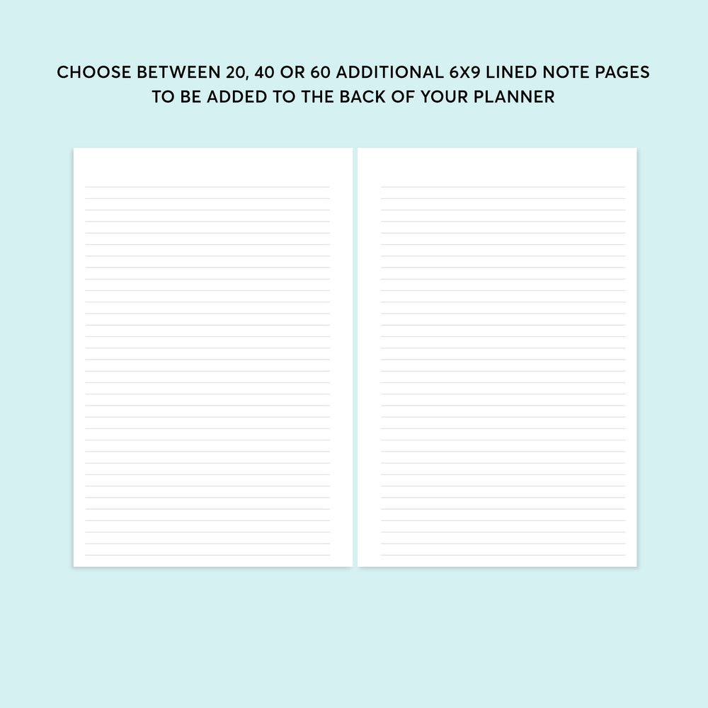 6x9 Note Paper Additional Note Pages - for 6x9 planners