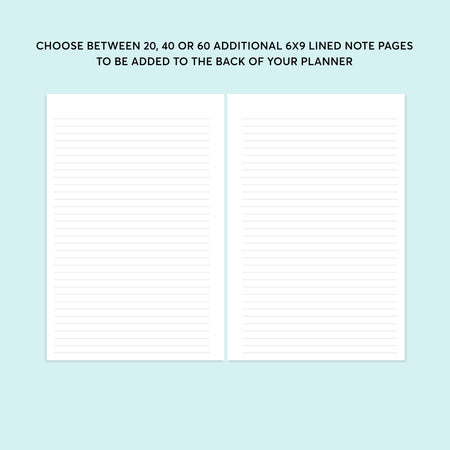 Additional Note Pages - for 6x9 planners