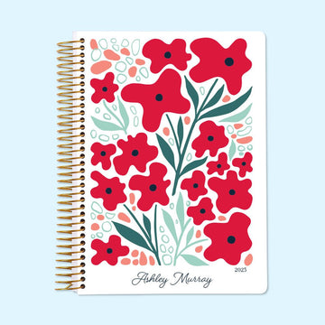 6x9 Daily Planner - Artful Flowers Red Flowers