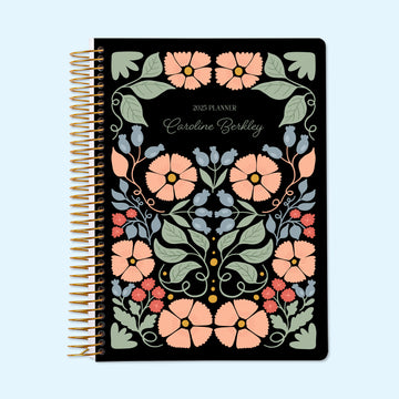 6x9 Monthly Planner - Secret Garden Midnight Garden