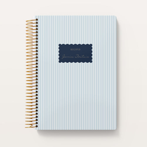 Personalized Recipe Book - Harbor Linen · Sky Blue