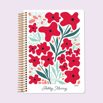 6x9 Self Care Planner - Artful Flowers Red Flowers