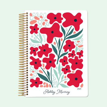 6x9 Student Planner - Artful Flowers Red Flowers