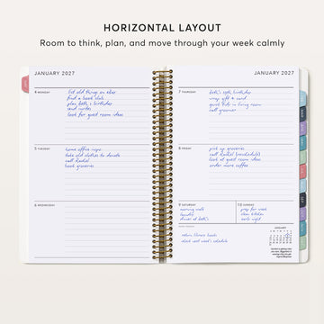 January 2027 horizontal weekly spread